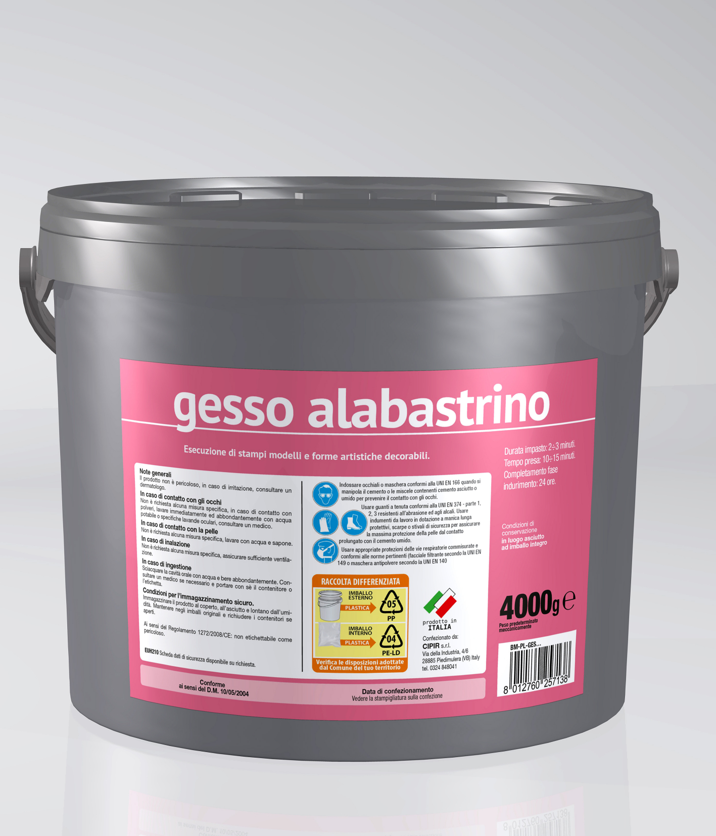 TFC - Gesso alabastro, bianco naturale, 3 x 1 kg, per stampi in