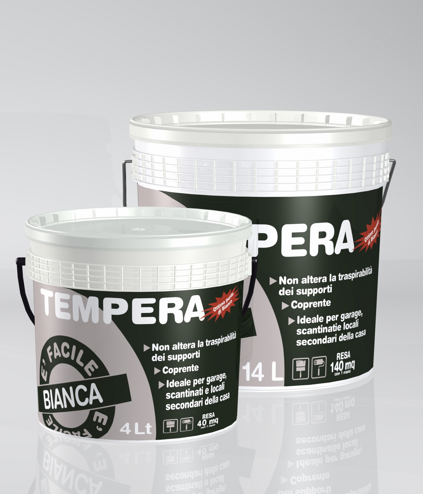 TEMPERA BIANCHISSIMA CIPIR 14 l IDEALE PER BOX E CANTINE 3-4 m² CON 1 l A 2  MANI